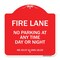 Signmission Wisconsin Fire Lane No Parking Anytime Day or Night, Red & White Alum Sign, 18" x 18", RW-1818-22702 A-DES-RW-1818-22702 - alternate 1